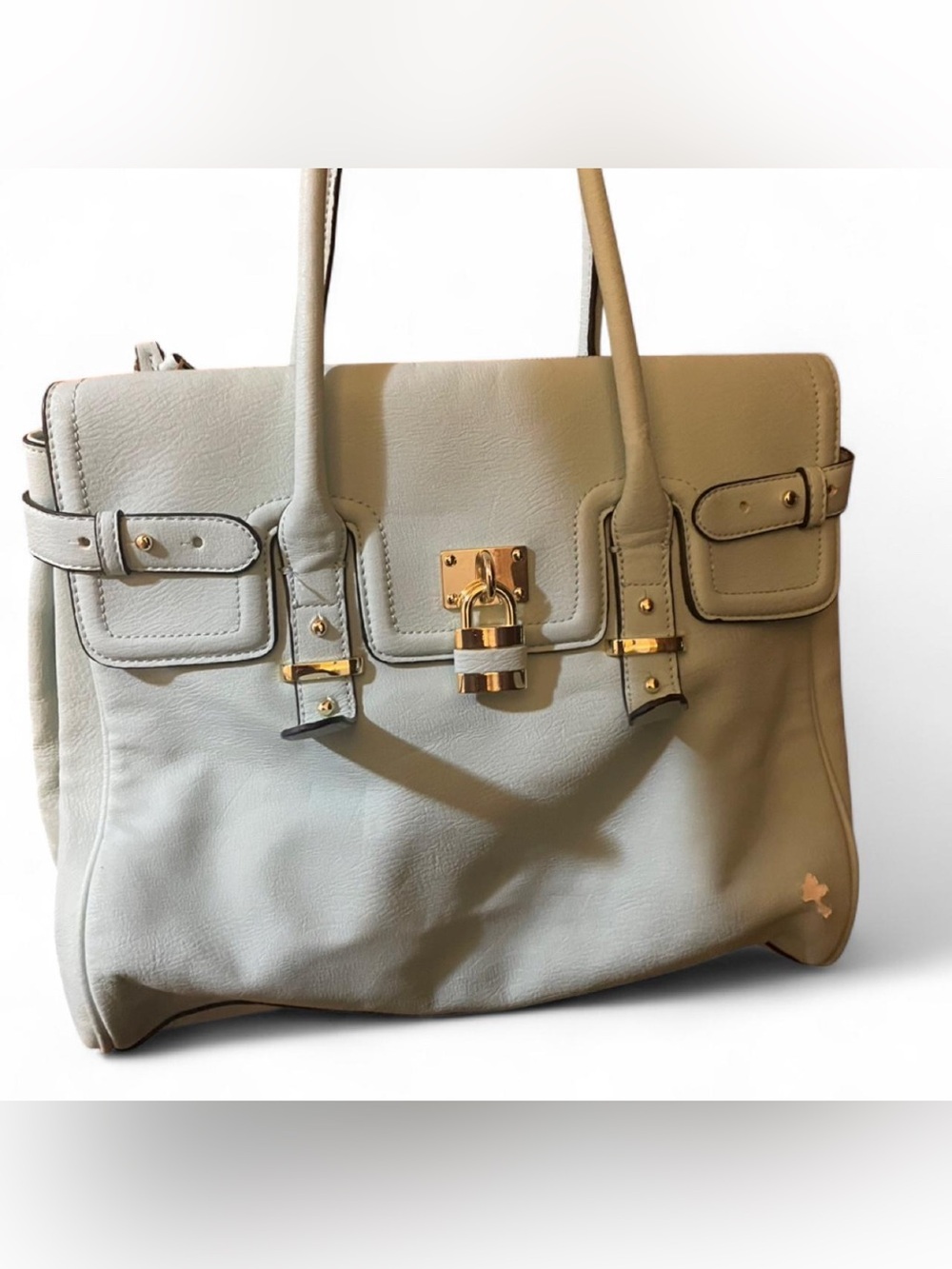Elegant Aldo Tote Bag in Light Blue with Gold Hardware